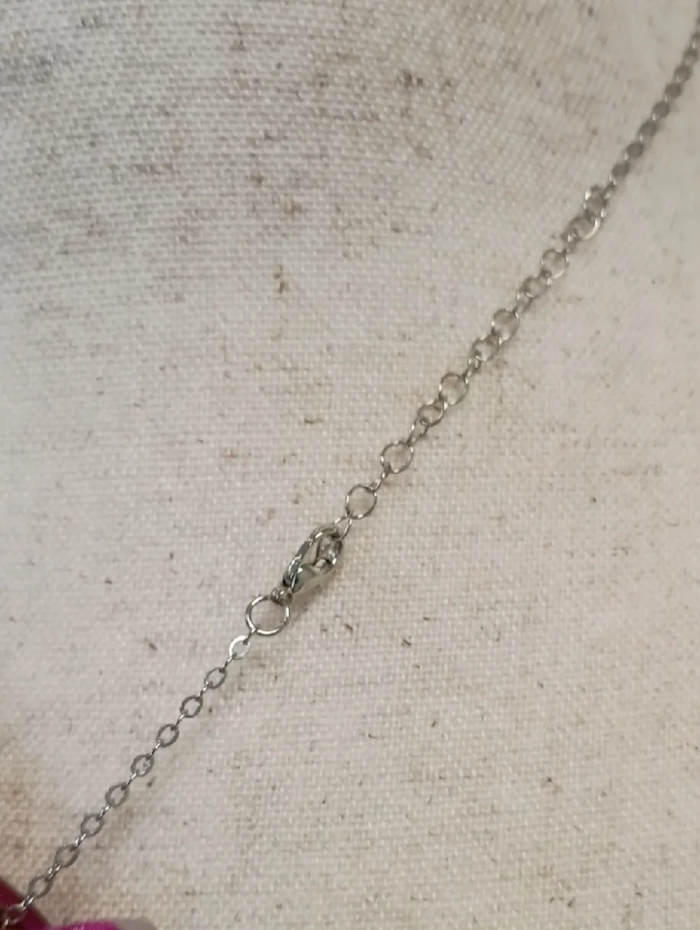 Charm Pendant Necklace Silver Tone Red Crystal Accent Chain